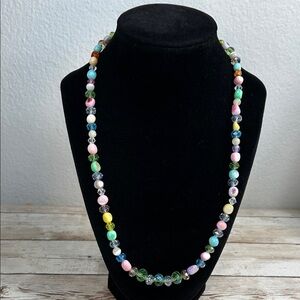 So Sweet Pastel Colorful Crystal and Shell Beaded Necklace